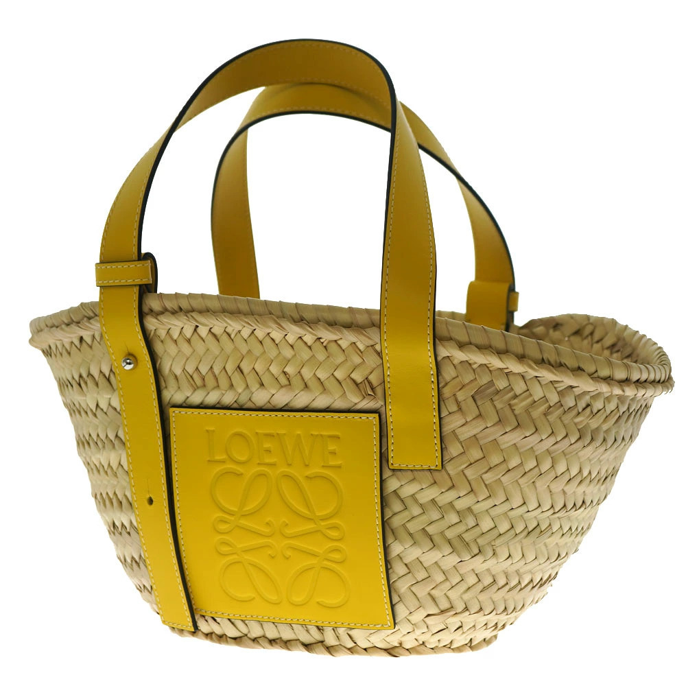 LOEWE Basket Bag Straw Tan Tote Yellow